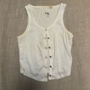 PacSun White Button-Up Crop Top